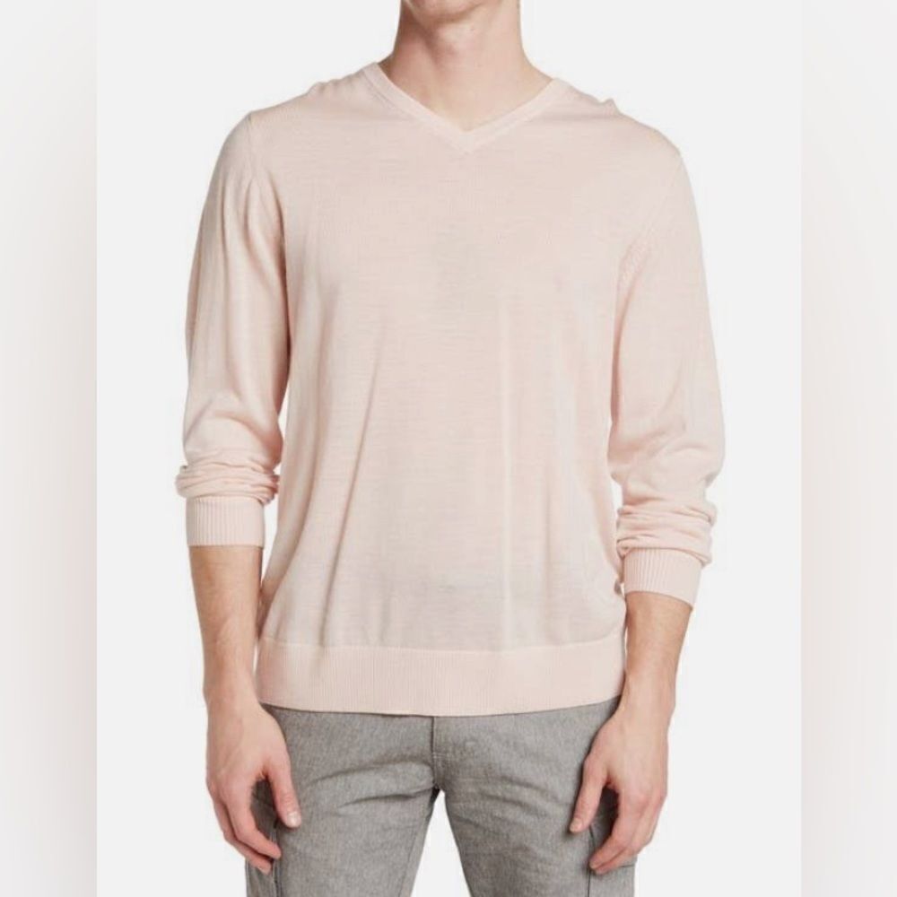 NWOT - Rodd & Gunn Men's Springston V-neck Fine Wool Pullover Sweater in Rose- S